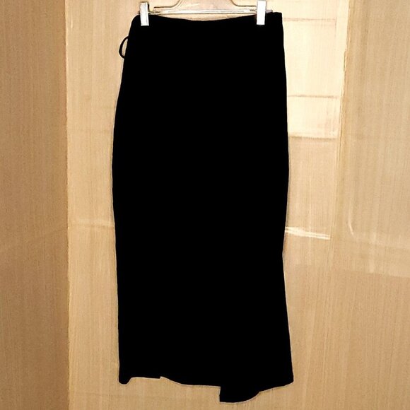 H&M Black New Textured Faux Wrap Midi Skirt Small - Picture 2 of 7